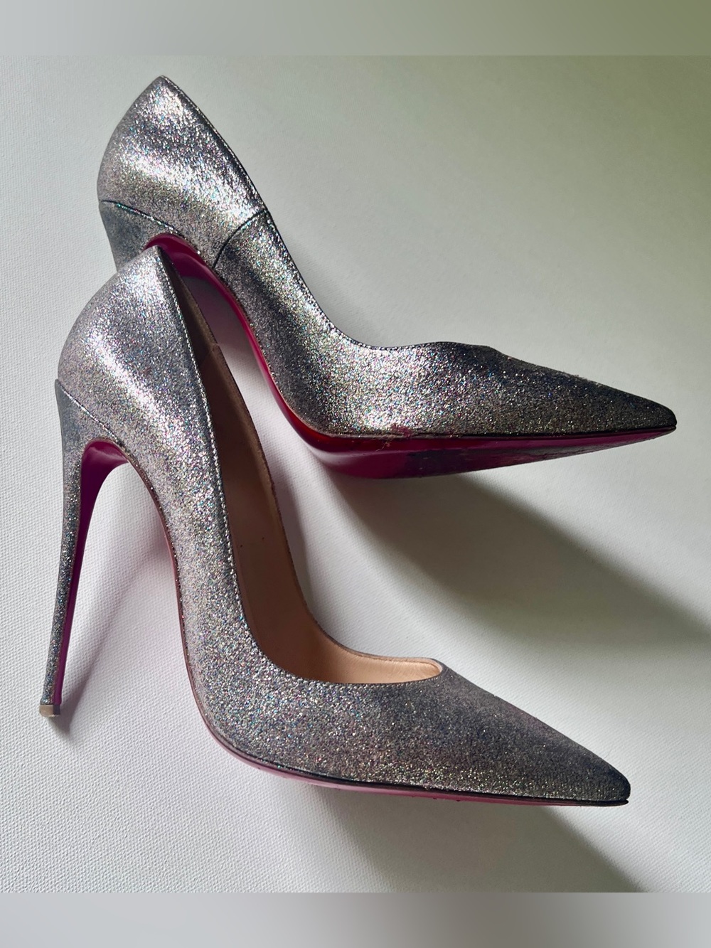 Christian Louboutin So Kate 120 Silver Glitter Pumps size 38